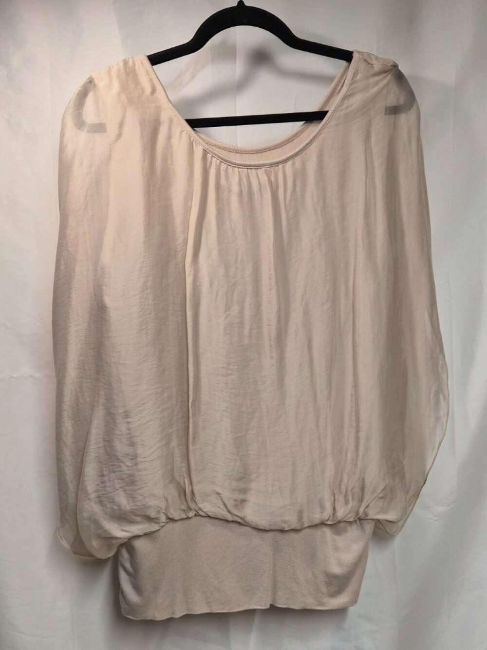 Elena Baldi NWT silk blend sheer top tank blouse Medium Sand Champagne Cream